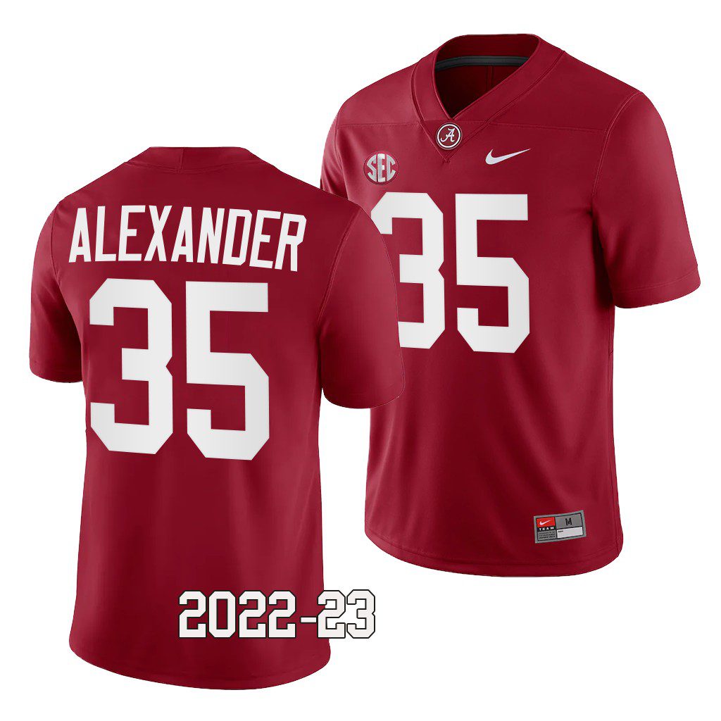 Men's Alabama Crimson Tide Jeremiah Alexander #35 Crimson 2022-23 NCAA College Football Jersey